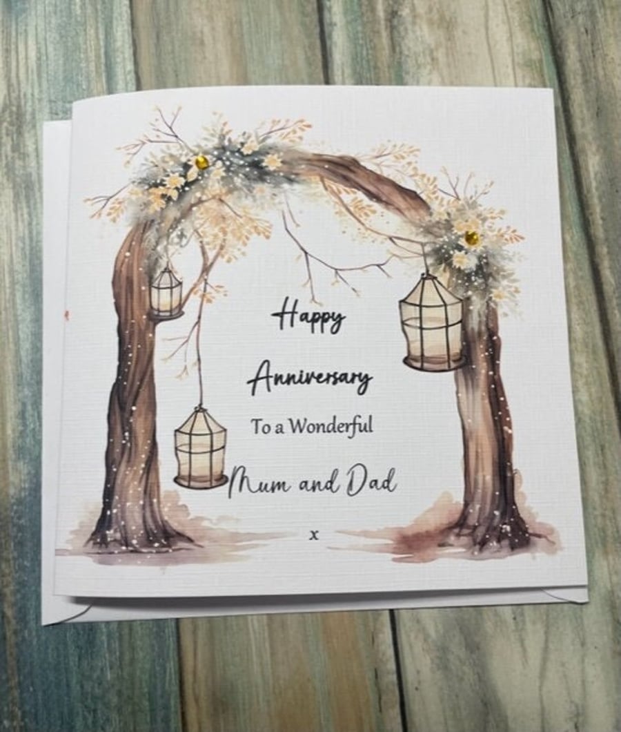Anniversary Personalised Card For Mum Dad Nan Grandad Wife Husband Couple