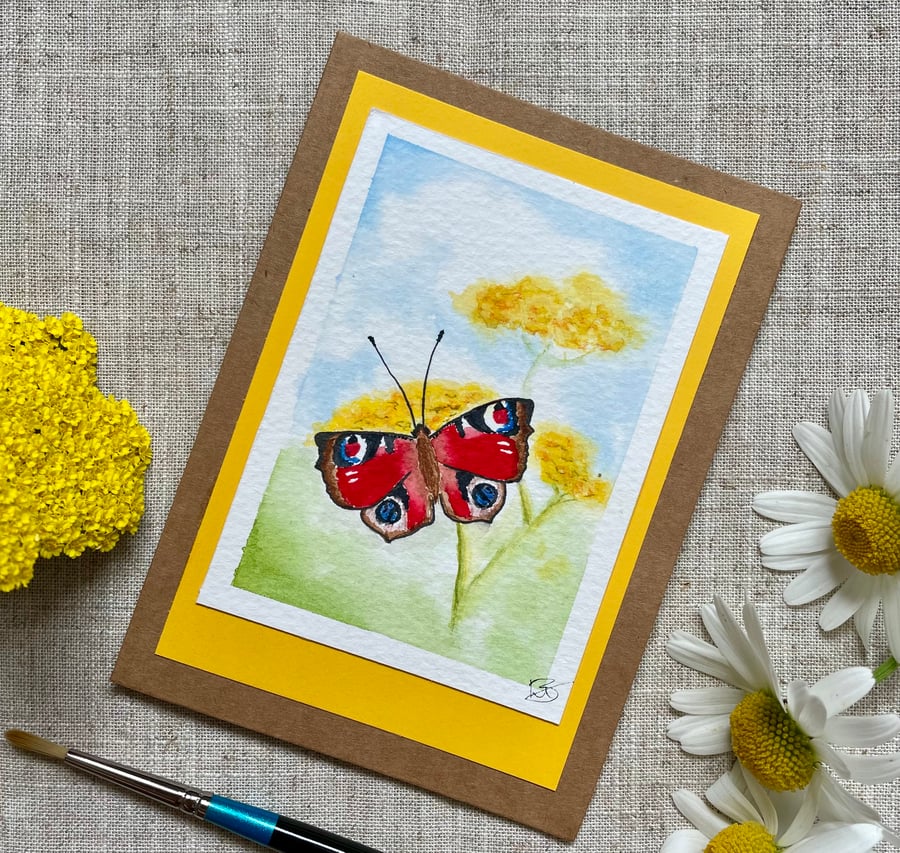 Butterfly greeting card, hand painted, original watercolour, blank card