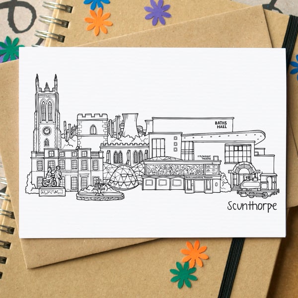 Scunthorpe Skyline Greetings Card
