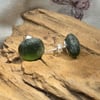 Sea glass earrings, dark green earrings, green stud earrings
