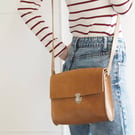 Brown Leather Shoulder Bag, Minimalist Women's Cross Body Bag
