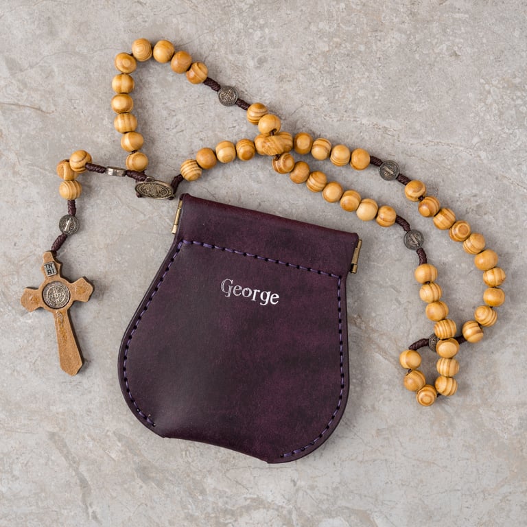 Personalised Leather Rosary Case – Handmade Catholic Rosary Pouch