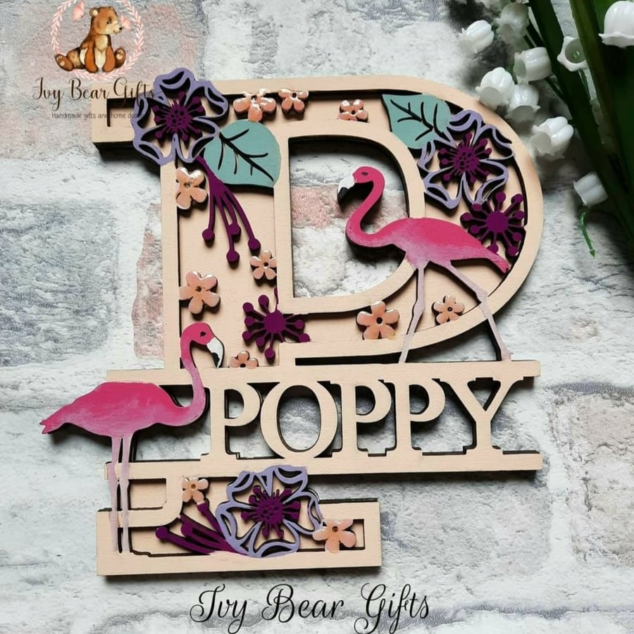 Personalised flamingo wall art gift