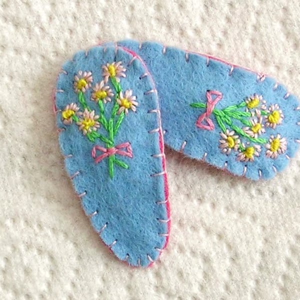 Pair of Blue Posie Hair Clips