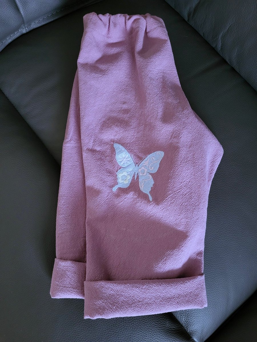 Lilac Butterfly Embroidered Baby Trousers (6-12 Months) – Sustainably Handmade