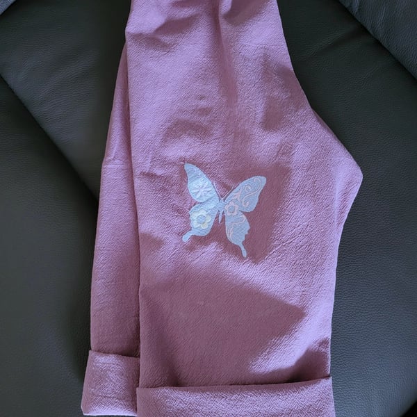 Lilac Butterfly Embroidered Baby Trousers (6-12 Months) – Sustainably Handmade