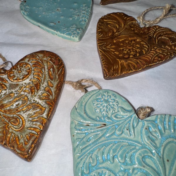 Ceramic hand made hearts 2