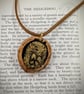 Handmade Hedgehog Wildlife Pendant - Cast in Gold Resin, Polished Walnut Shell - Image 2