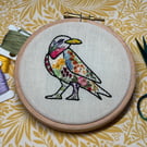 'Bloomin' Crow' - Hand Embroidered Hoop Art