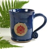 Red Lotus Flower -  Blue Mug,  Ceramic Pottery Stoneware UK Wheelthrown 