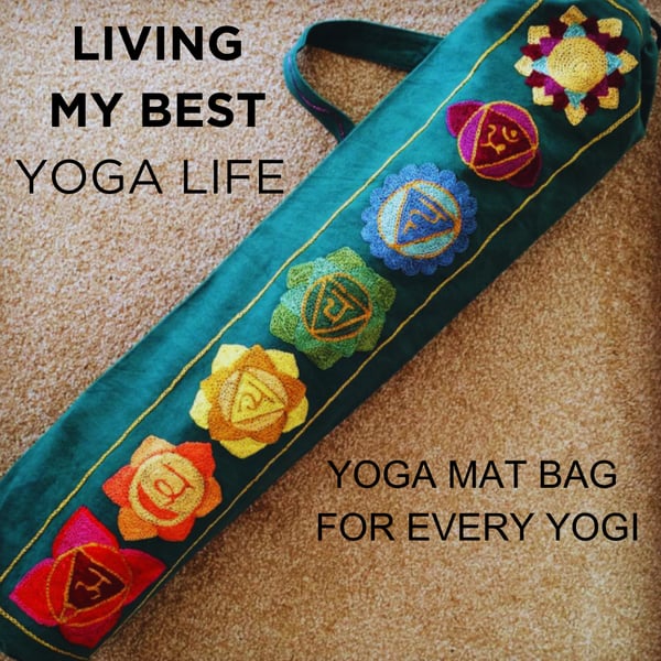 Handmade Chakra Yoga Mat Bag. Sustainable Spiritual Yoga Mat Bag for Every Yogi.