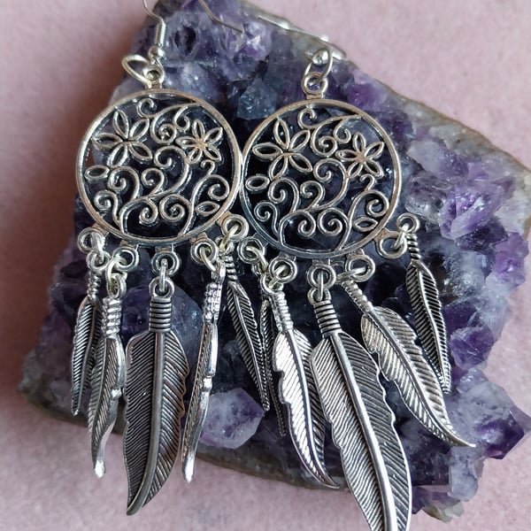 Boho Style Dreamcatcher Earrings 