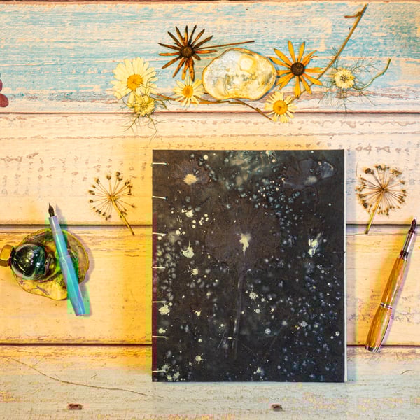 8 by 10 inch Journal with Rhesho Paper and Flowers from My Garden (Folksy056)