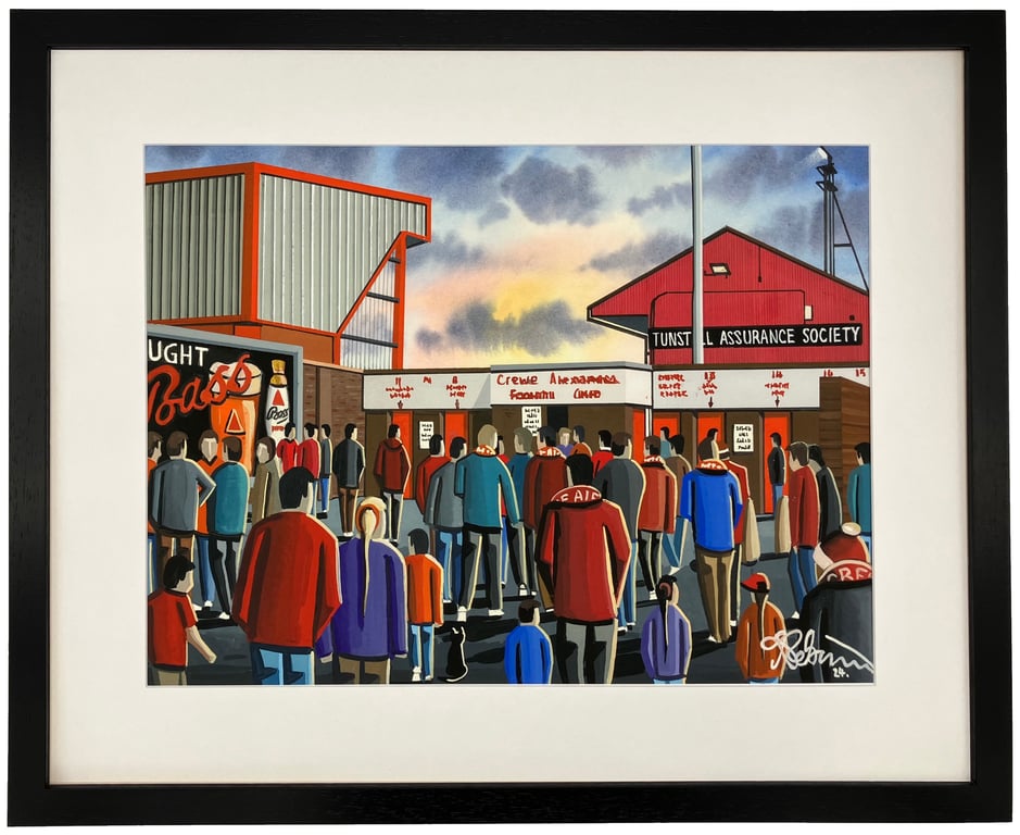 Crewe Alex, Retro Gresty Road, Framed Football Art Print. 20" x 16" Frame Size