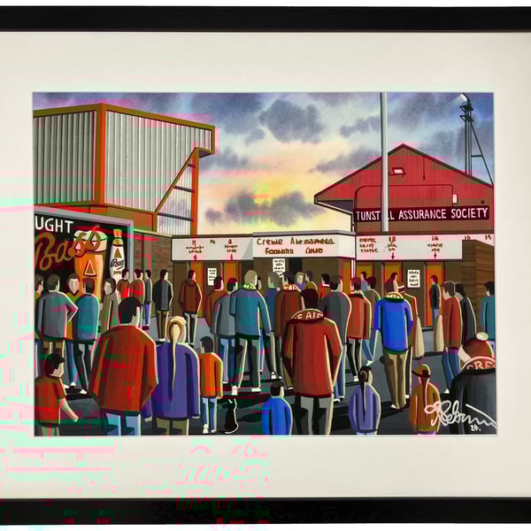 Crewe Alex, Retro Gresty Road, Framed Football Art Print. 20" x 16" Frame Size