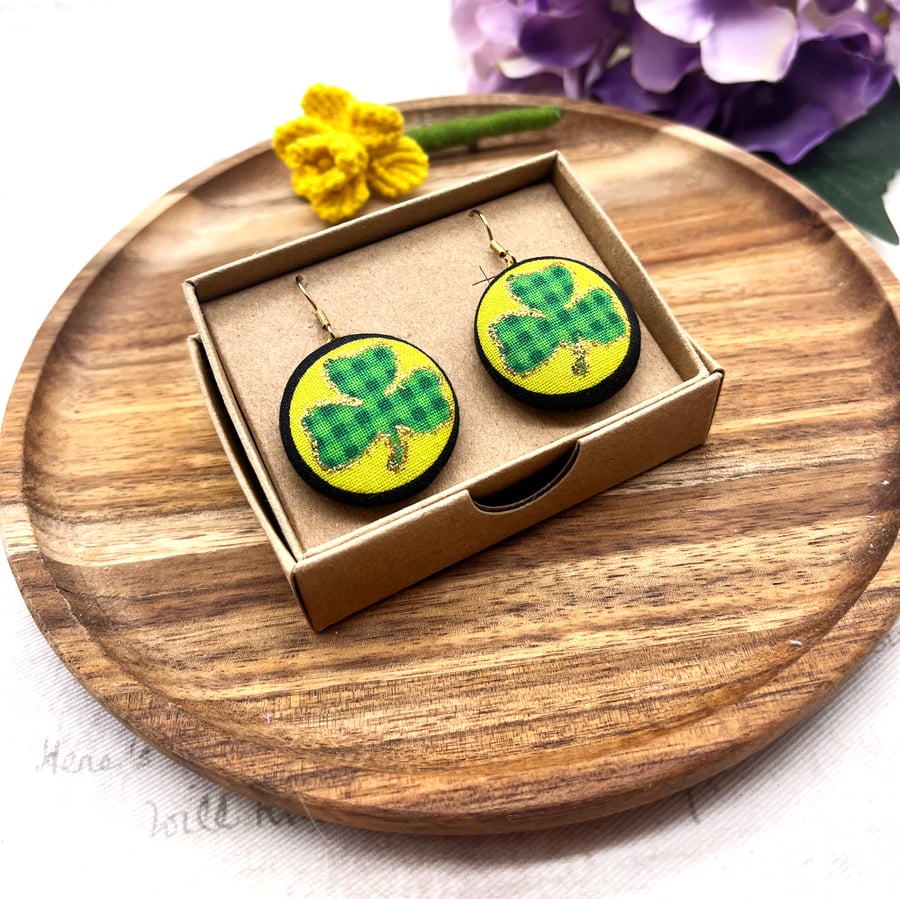 Lucky Shamrock Statement Earrings Handcrafted Irish Heritage jewellery
