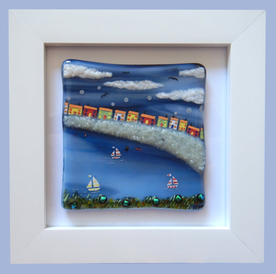 HANDMADE FUSED GLASS  'BEACH' PICTURE