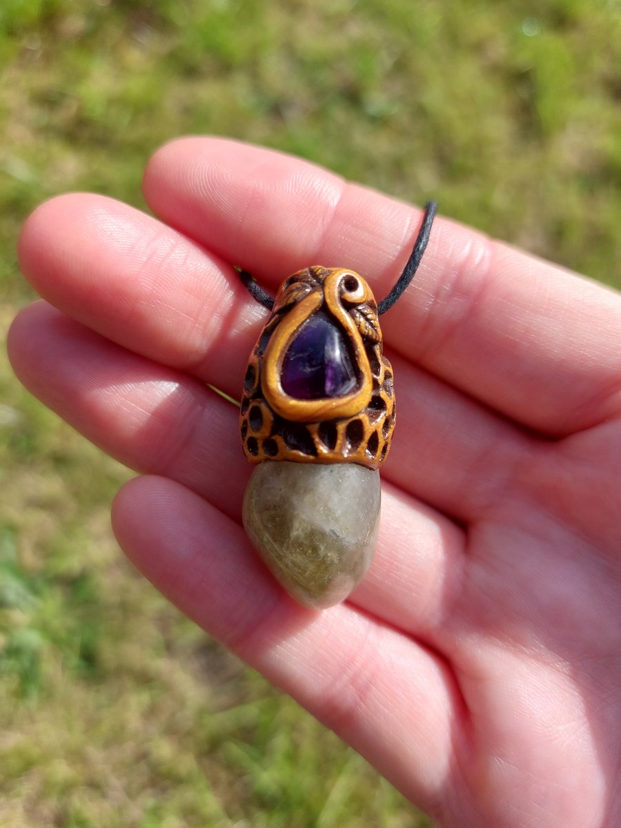 Praisolite & Amethyst Pendant