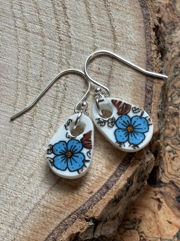 Handcrafted Ceramic Earrings, One of a Kind, Sterling Silver Eco Friendly Gifts.