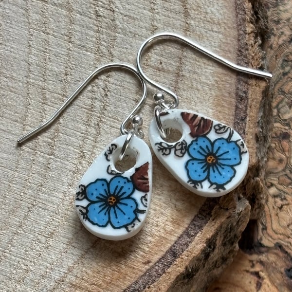 Handcrafted Ceramic Earrings, One of a Kind, Sterling Silver Eco Friendly Gifts.