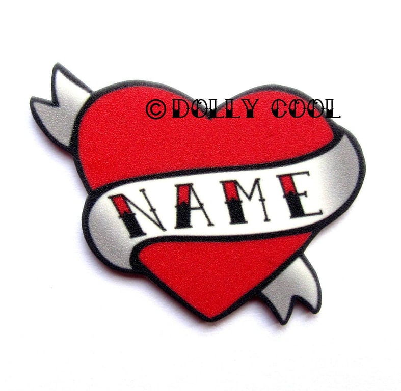 Heart Brooch Custom Personalised Name - Your choice of word - Hand Made by Dolly