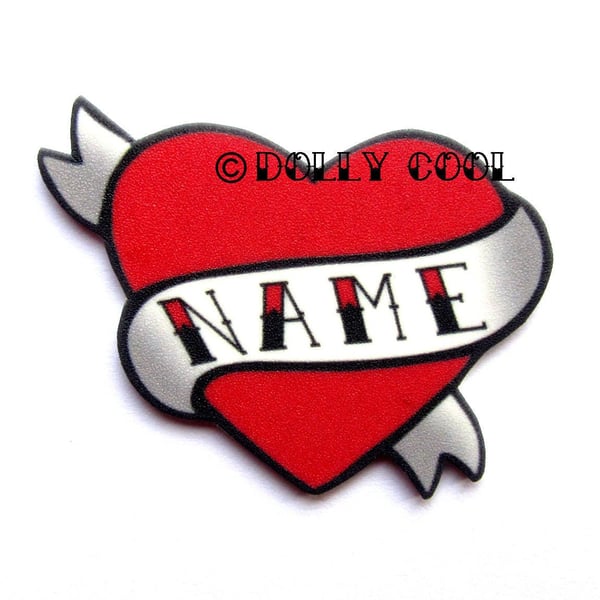 Heart Brooch Custom Personalised Name - Your choice of word - Hand Made by Dolly