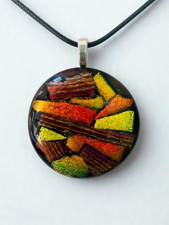 Multi Coloured Fused Glass Pendant