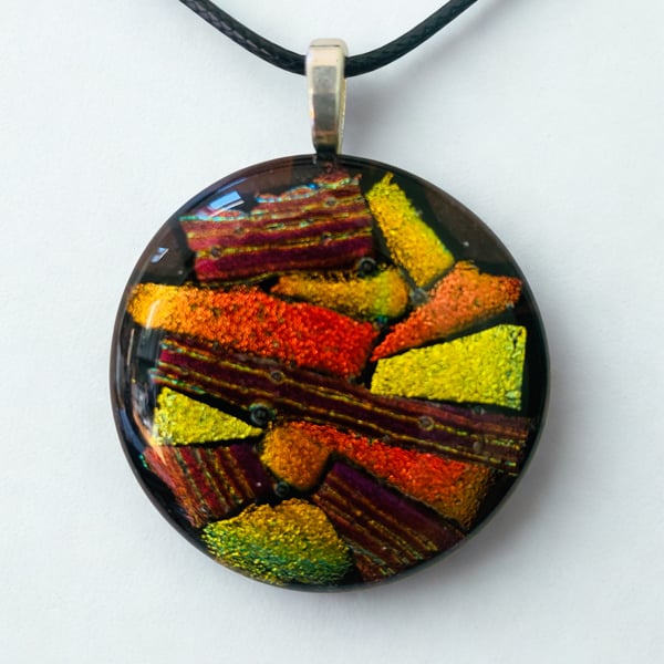 Multi Coloured Fused Glass Pendant
