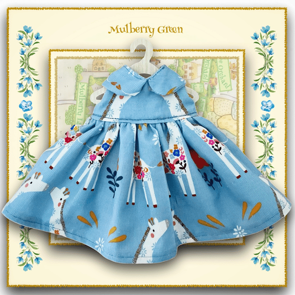 Dahlia Dress in Blue Giraffe Print