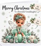 Personalised Fairy Christmas Card-Add Name & Relation-Cute Mint Green Xmas Card - Image 3