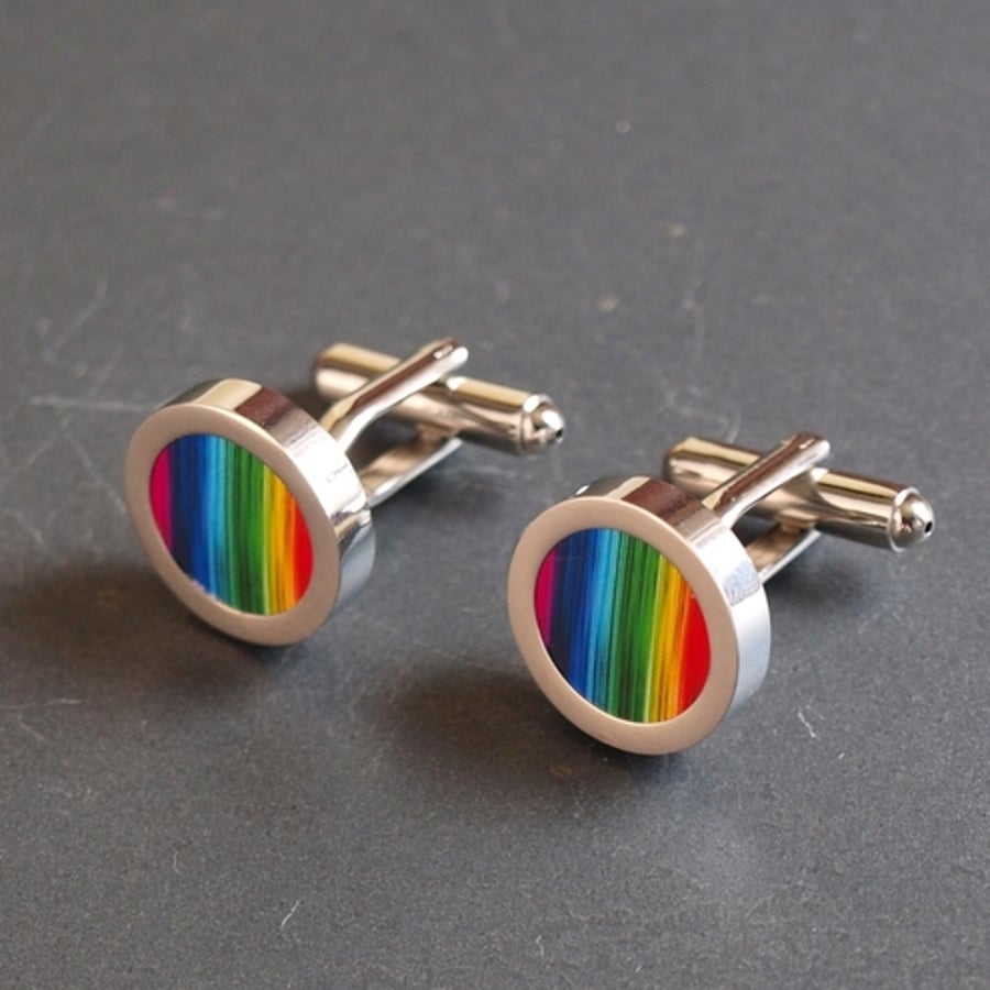 Rainbow Cuff Links Colourful Cufflinks to Wear with Pride Cufflinks