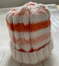 Hand knitted striped baby hat with cable pattern  - Image 3