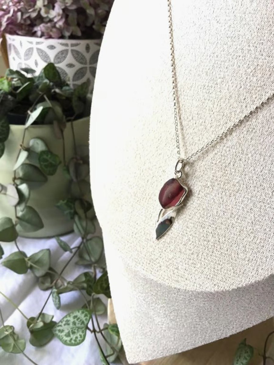 Rare Seaham Multi Silver Flower Necklace, Sterling Silver Tulip Pendant, Gift. 
