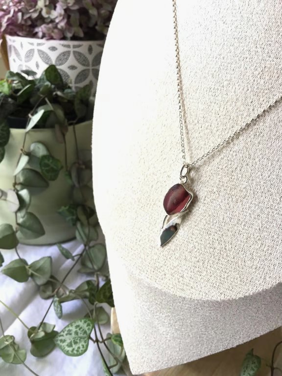Rare Seaham Multi Silver Flower Necklace, Sterling Silver Tulip Pendant, Gift. 