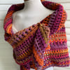 Fiery Summer Sunset Handmade Lace Crochet Shawl