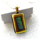 Teal Gold Border 246 Pendant Gold plated chain