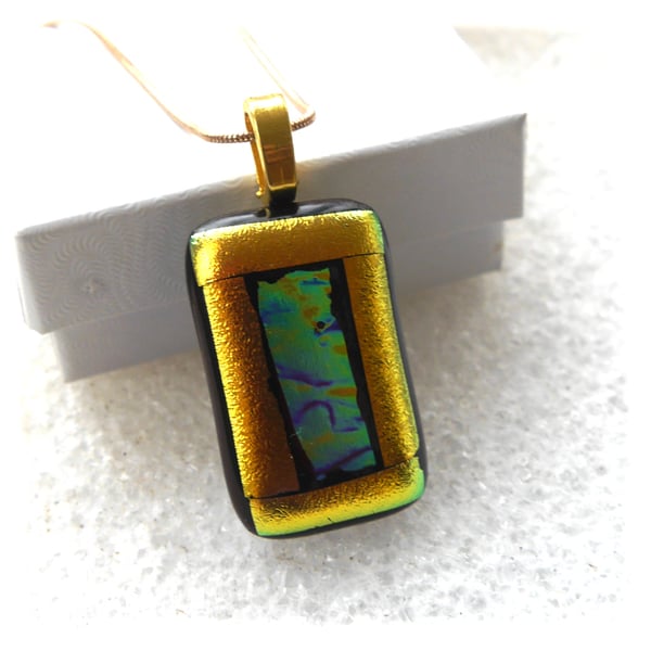 Teal Gold Border 246 Pendant Gold plated chain