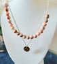 Natural Red Orange Jasper gemstone 18 inch sterling silver necklace 