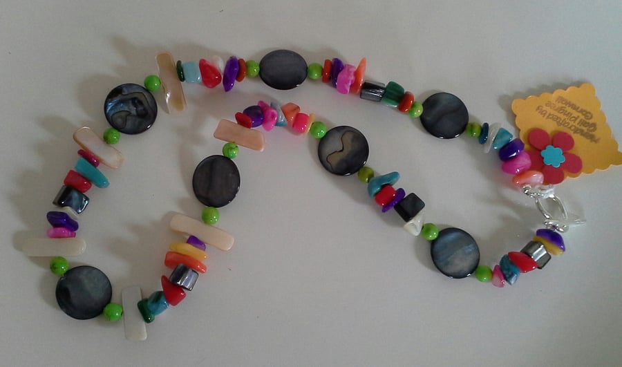 Multi Coloured Dyed Mother of Pearl Necklace