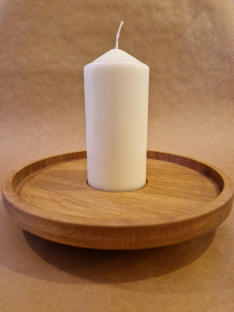 Oak pillar or large tea light holder candle holder 002