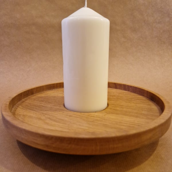 Oak pillar or large tea light holder candle holder 002