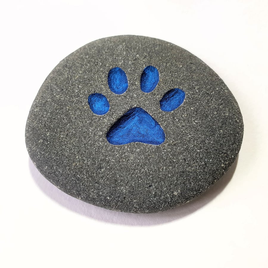 Pet Memorial Stone for Dogs Memorial Gift for Cats Blue Paw Pet Memorial Stone