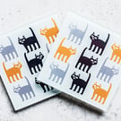 glass cat  coasters matching china coffee or espresso mug cup gift for cat lover