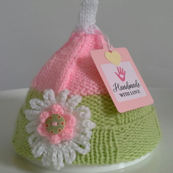 Seconds Sunday Baby Girl's  Flower Pixie Hat  0-6 months