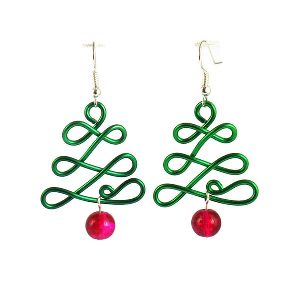 Christmas Tree Earrings - Festive earrings stocking filler gift for her