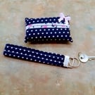 Wrist keyring key fob  pocket tissue holder gift set 