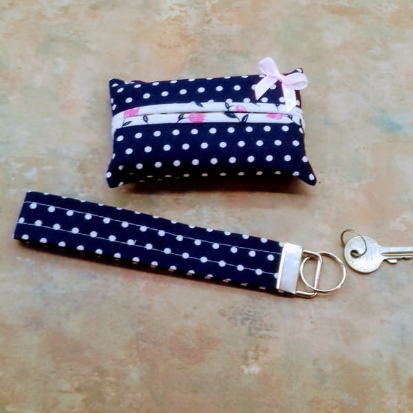 Wrist keyring key fob  pocket tissue holder gift set 