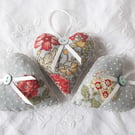 SET OF 3 FLORAL LAVENDER BAGS - HEART SHAPED