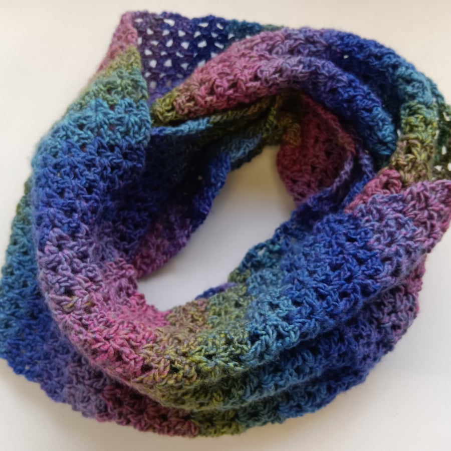 NOT AVAILABLE Crochet Infinity Scarf (Rainbow Haze) - cosy and stylish!