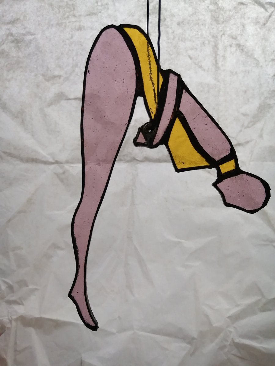 Stained Glass Trapeze Artist - pink and yellow